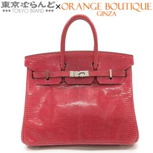 エルメス HERMES バーキン25 □M刻印 フューシャピンク シルバー金具 リザード ハンドバッグ レディース 101827224