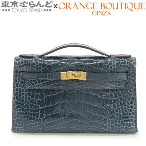 エルメス HERMES ポシェットケリー X刻印 ブルートンペット ゴールド金具 アリゲーター 外縫 ハンドバッグ クラッチバッグ レディース 101831767