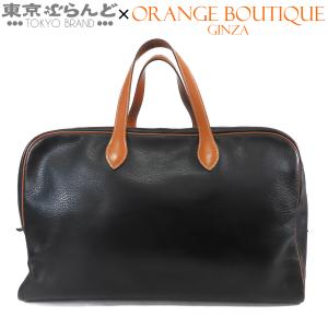 エルメス HERMES ヴィクトリア 50 〇R刻印 ブラックxブラウン ゴールド金具 アルデンヌ ボストンバッグ ユニセックス ヴィンテージ 101846686