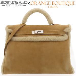 エルメス HERMES ケリー 40 □O刻印 ベージュ シルバー金具 ムートン 2wayバッグ ハンドバッグ レディース 101870079