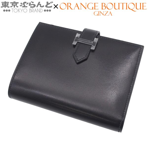 エルメス HERMES ベアンコンパクト B刻印 ブラック シルバー金具 ボックスカーフ 2023年...