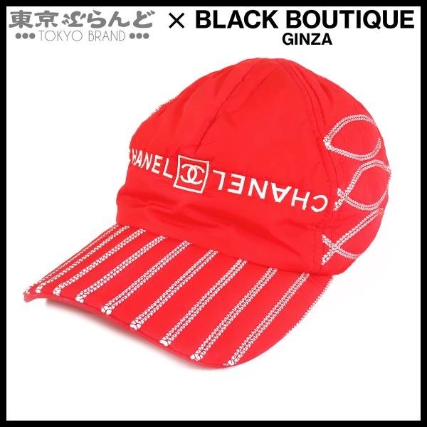 シャネル CHANEL ロゴ キャップ レッド ナイロン M 帽子 レディース 101876573