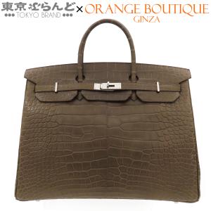 エルメス HERMES バーキン 40 □Q刻印 グリエレファント シルバー金具 アリゲーター ハンドバッグ レディース 101882910