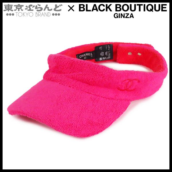 シャネル CHANEL サンバイザー ピンク コットン ココマーク パイル地 ファッション雑貨 レデ...