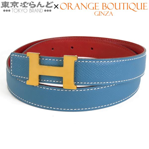 エルメス HERMES コンスタンス Hベルト □A刻印 ブルージーンxルージュカザック GP金具 ...