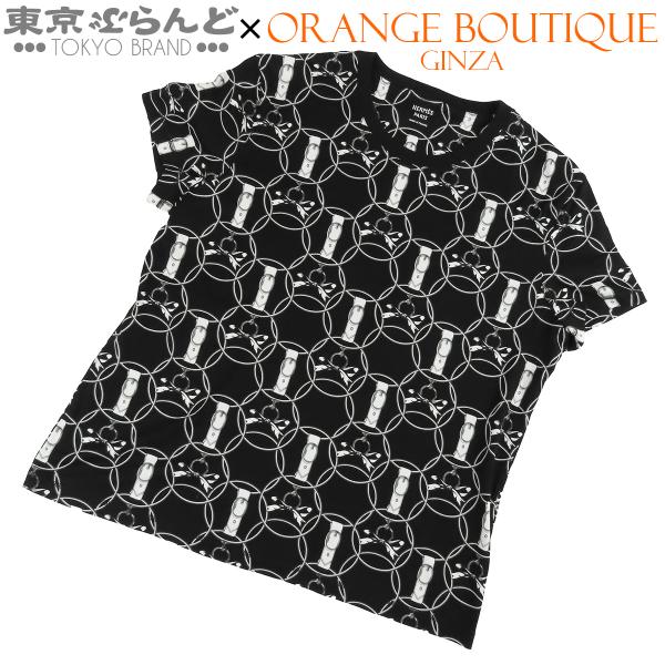 エルメス HERMES Tシャツ ブラック 黒 コットン LA PROMENADE DU MARIN...