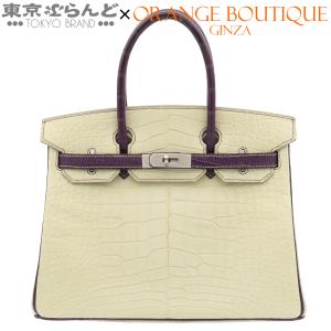 エルメス HERMES バーキン 30 □R刻印 ベトンxアメジスト マットシルバー金具 アリゲーターマット バイカラー パーソナル ハンドバッグ レディース 103019050
