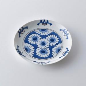 林九郎窯 古伊万里様式 藍青シリーズ 銀花唐草 輪花 プレート17cm