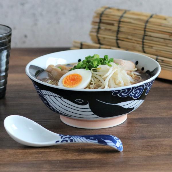 白波くじら ラーメン丼 おしゃれ 20.5cm ラーメン鉢 ラーメンボウル 和食器 美濃焼 日本製 ...