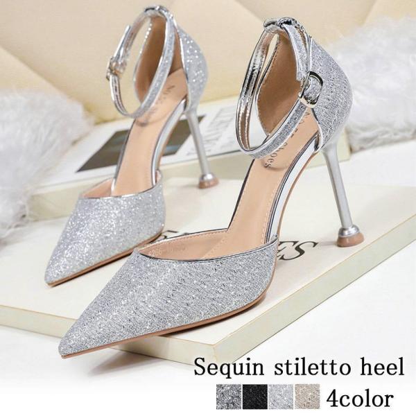 パンプス レディース スパンコールスティレットヒール 疲れない 50代 ブランド 痛くない 歩きやす...