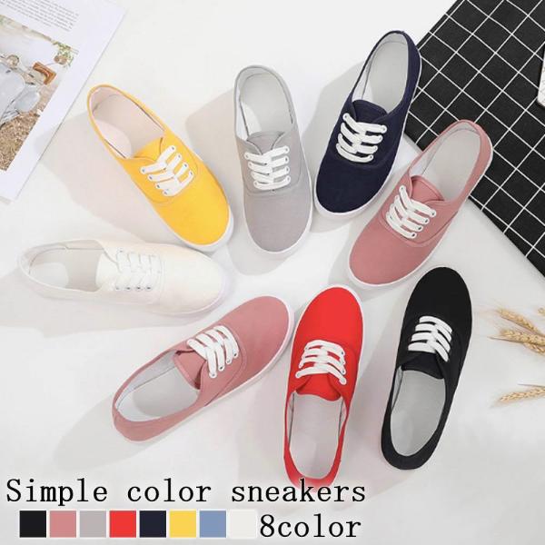 スニーカー レディース シンプルカラースニーカー 30代 20代 冬 春 安い 軽量 40代 夏 白...