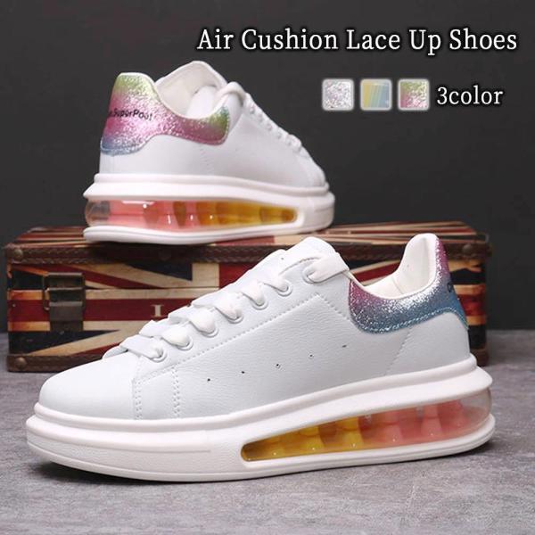 スニーカー レディース エアクッションレースアップ 4E 秋 春 冬 軽量 安い 20代 厚底 50...