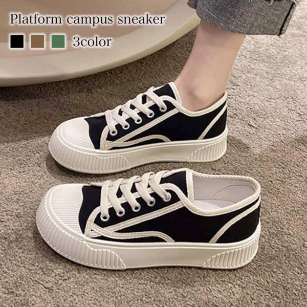 スニーカー レディース 厚底キャンパススニーカー 軽量 30代 冬 安い 秋 白 きれいめ 軽い 5...