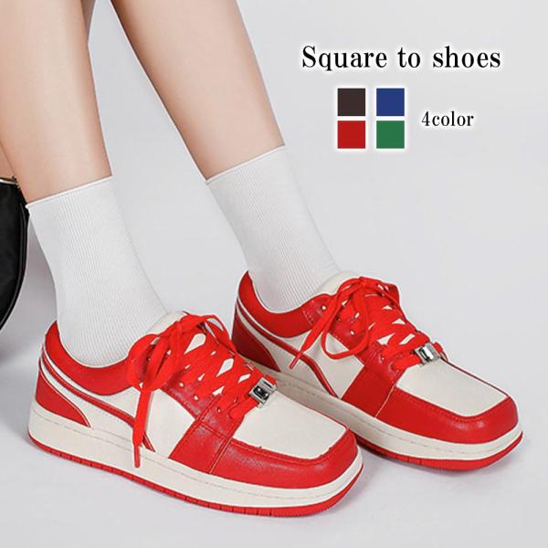 スニーカー レディース スクエアトゥシューズ 40代 50代 幅広 冬 おしゃれ 安い 黒 秋 厚底...