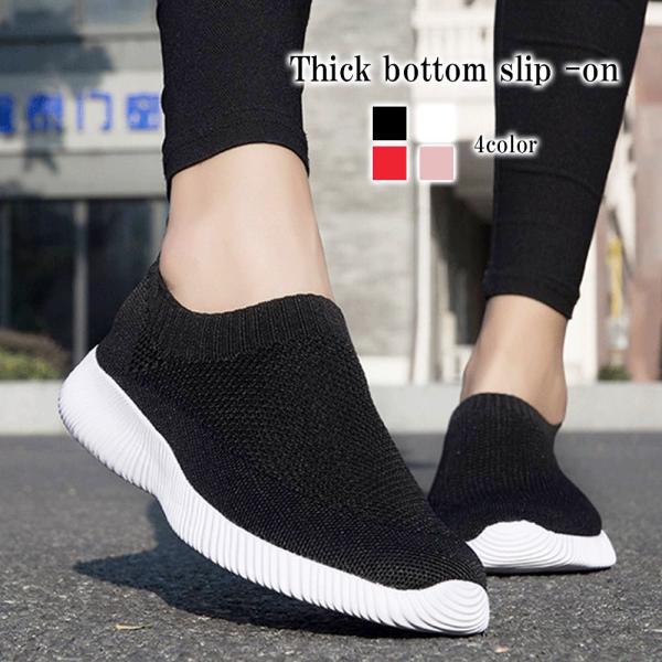 スニーカー レディース 厚底スリッポン 4E 秋 春 冬 軽量 安い 20代 厚底 50代 幅広 き...