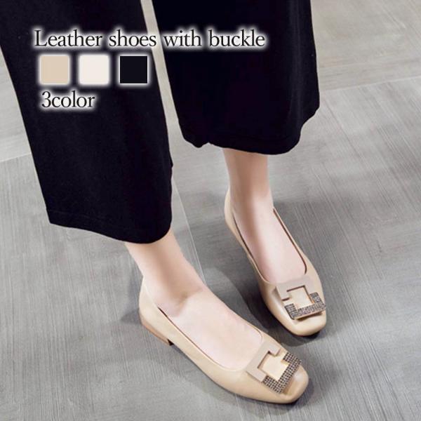 パンプス レディース バックル付きレザーシューズ 春 20代 40代 秋 50代 4E 革 人気 冬...