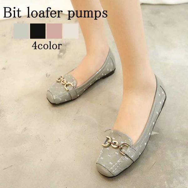 パンプス レディース ビットローファーパンプス 革 20代 人気 春 疲れない レザー 黒 痛くない...