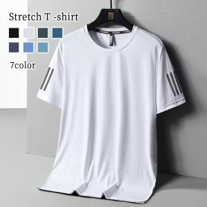 Tシャツ メンズ ストレッチTシャツ おしゃれ 20代 速乾 40代 30代 半袖 秋 スポーツ 夏 春 50代 綿 七分袖 厚手 白 ブランド 無地 人気 アメカジ｜tokyoelegance