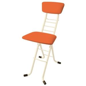 折りたたみ椅子　日本国産　フォールデングチェア　高さ調節可能チェア 　ワーキングチェア　耐荷重100kg　オレンジ色　キッチン　送料無料　　｜tokyofanicya