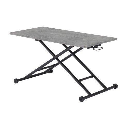 昇降式テーブル　高さ調節可能　リフティングテーブル　アンティーク　コンクリート柄　リビングテーブル　...
