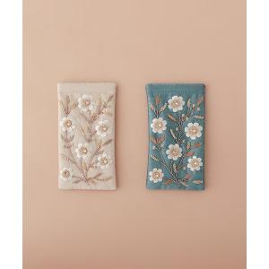 【送料無料／クリックポスト対応】ビーズ刺繍 メガネケース 10×18cm ビーズ 刺繍 めがねケース ポーチ 眼鏡入れ レディース ギフト インド雑貨