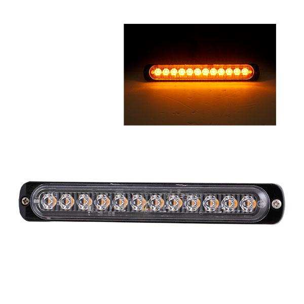 サイドスリム 12LED ロング アンバー DC-12v-24v 全灯 ストロボ トラック用品