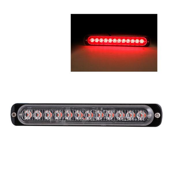 サイドスリム 12LED ロング レッド DC-12v-24v 全灯 ストロボ トラック用品