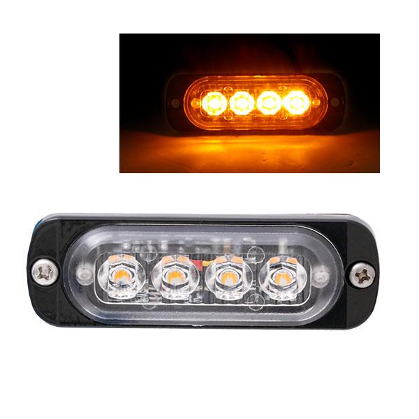サイドスリム 4LED アンバー DC-12v-24v サイドマーカー 全灯 ストロボ トラック用品