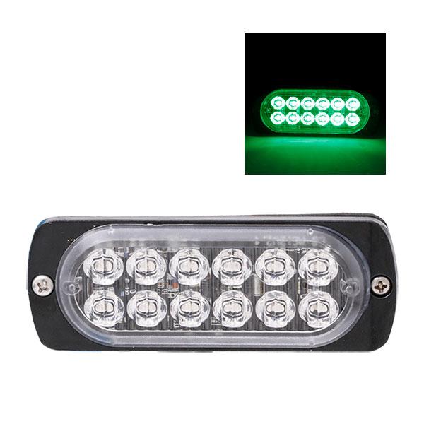 サイドスリム 12LED グリーン DC-12v-24v サイドマーカー 全灯 ストロボ トラック用...