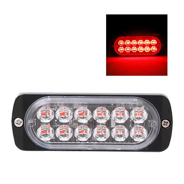 サイドスリム 12LED レッド DC-12v-24v サイドマーカー 全灯 ストロボ トラック用品