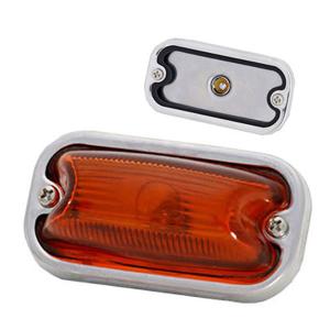 トラック用品　デベソ型角マーカーランプ前開き(ステンレス)