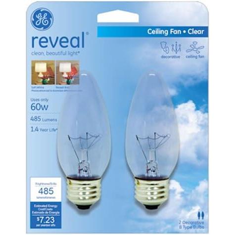 GE照明Reveal 48713 60ワット天井ファンBlunt Tip Light Bulb wi...