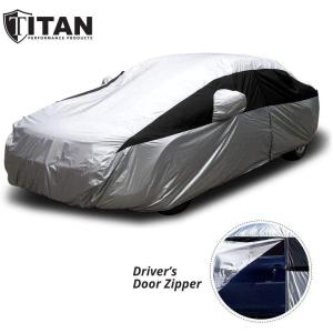 Titan 軽量 車カバー アバロン BMW 6〜8シリーズ XTSなど用 防水車カバーの寸法は210インチ。ケーブルとロック付き。 運転席側ジッパー開閉でアクセスが簡単。