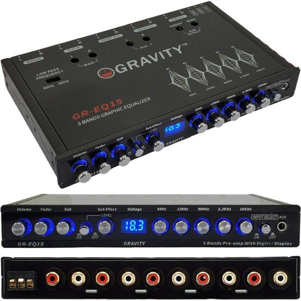 Gravity EQ15 1/2 Din ファイブイコライゼーションバンド カーオーディオイコライザ...