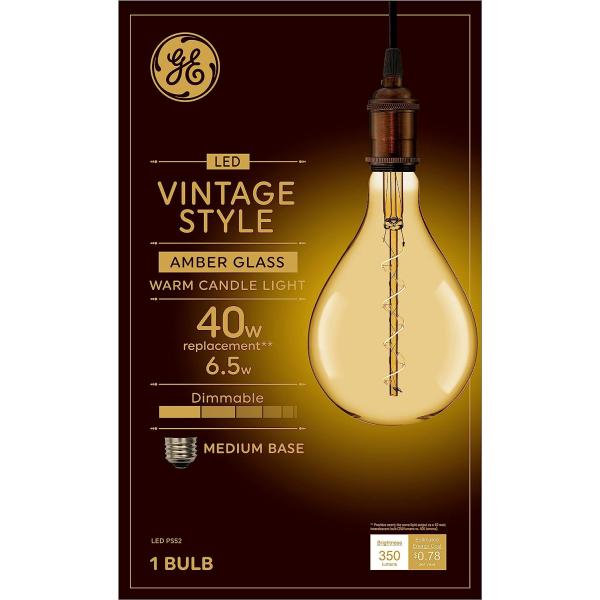 GE Vintage Style LED Light Bulb Amber Finish Warm ...