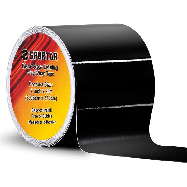 Spurtar Gloss Black Vinyl Wrap Tape 2 Inch x 20ft ...