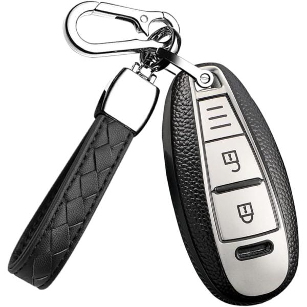 HIBEYO TPU Car Key Fob Cover with Keychain fits fo...