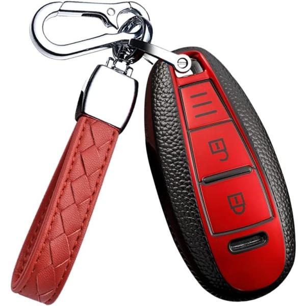 HIBEYO TPU Car Key Fob Cover with Keychain fits fo...