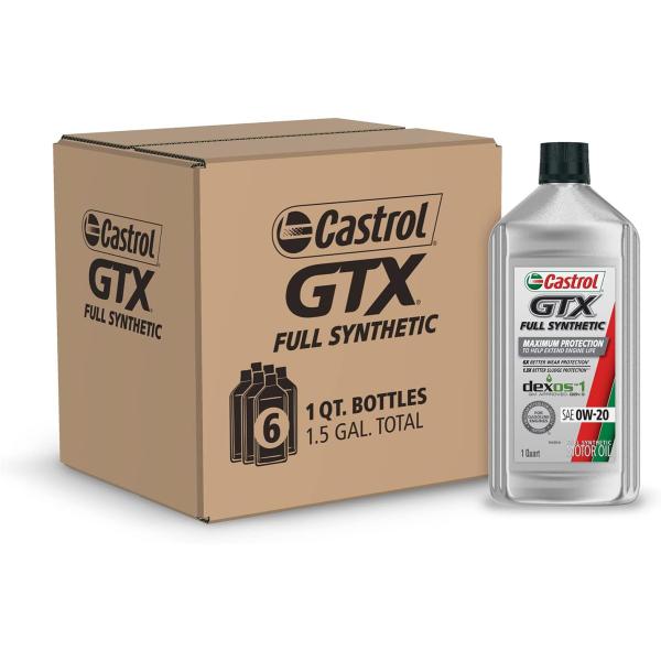 Castrol GTX 完全合成 0W-20 モーターオイル、1クォート(6パック)　並行輸入品