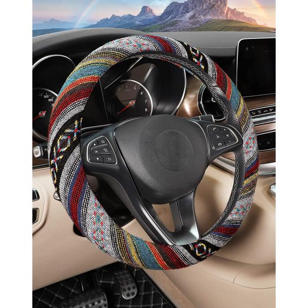 SEG Direct Boho Steering Wheel Cover with Baja Bla...
