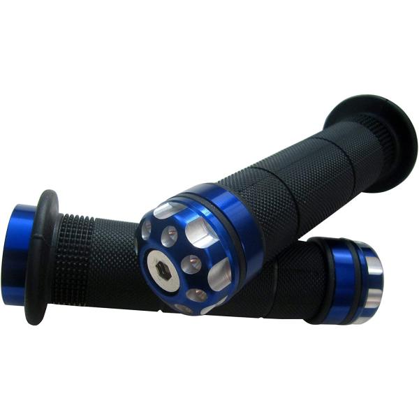 MotorToGo Blue Handlebar Black Grips Gel with Blue...