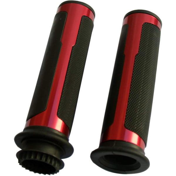 MotorToGo Red Handlebar Open End Grips Gel with Th...
