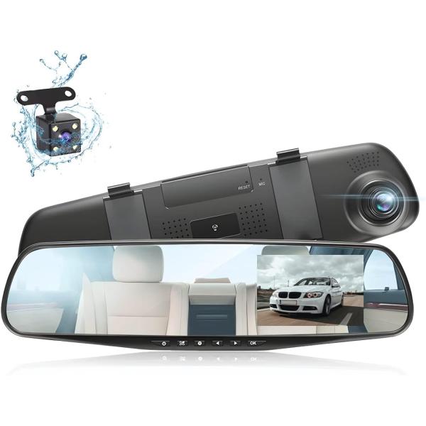Car Dash Cam Backup Rearview Mirror Camera  4.3inc...