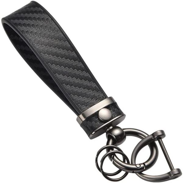 Carbon Fiber Style Car Keychain  Microfiber Leathe...