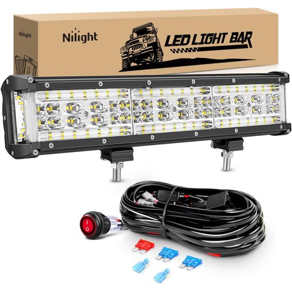 Nilight 13.5Inch Side Shooter LED Light Bar Quadru...