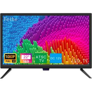 Feihe 22 Inch TV  FHD LED Flat Screen TV 1920 x 1080p IPS Display w/Digital Dual Tuners ATSC/HDMI/VGA/AV/USB  12 Volt RV TV Built in Dual Speakers｜tokyootamart