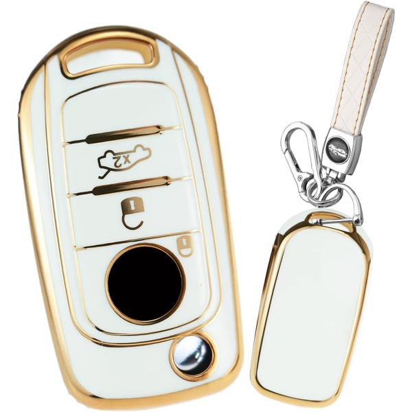 SANRILY Golden-Edge 3 Button Key Fob Cover for Fia...
