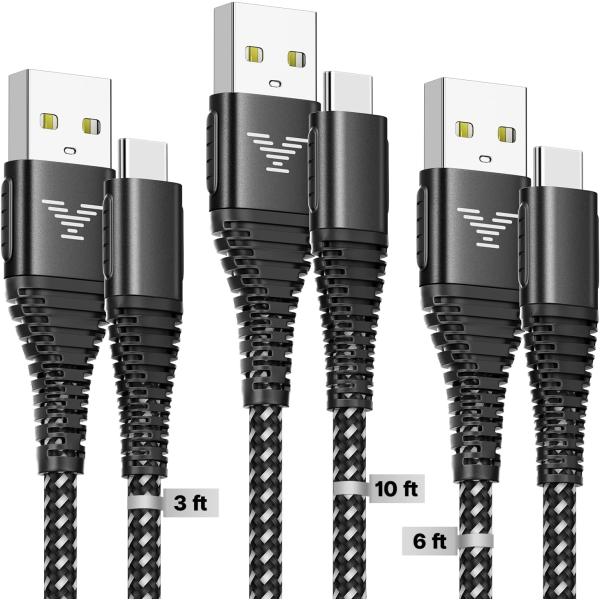 USB Type C Charger Fast Charging Cable 3/6/10Ft 3....