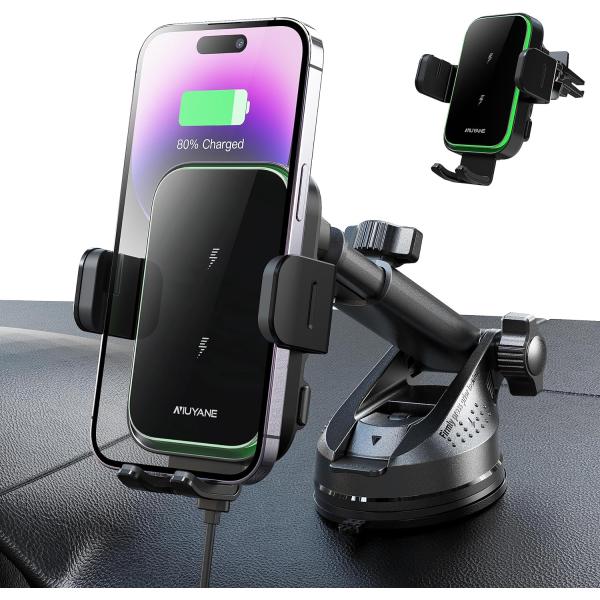 Wireless Charger for Car Dual Coils 15W Qi Fast Ch...