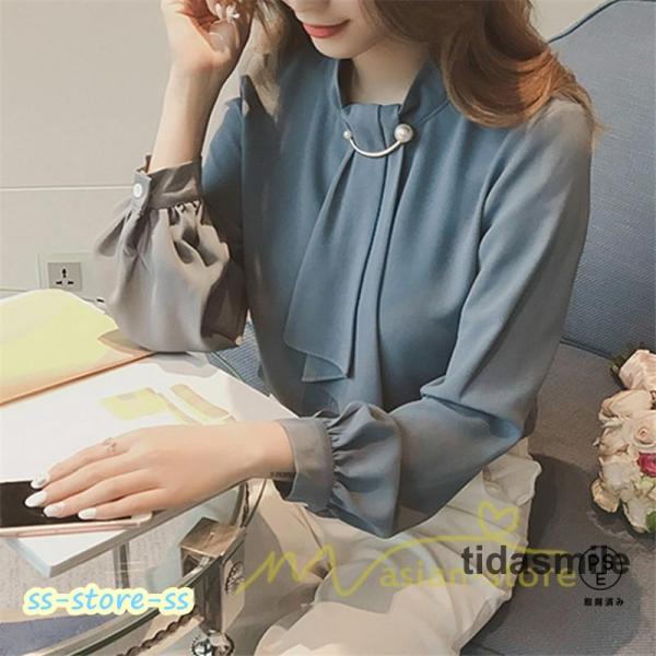 長袖ブラウス レディース 秋物 シャツレディース ブラウスシャツ オフィス シフォンブラウス 30代...